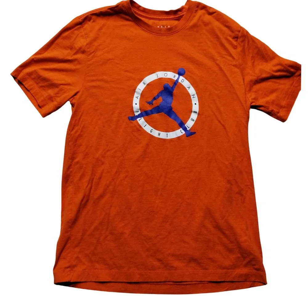 Jordan Air Flight Club Graphic Tee Orange Jumpman Basketball T-Shirt Mens‎ Large